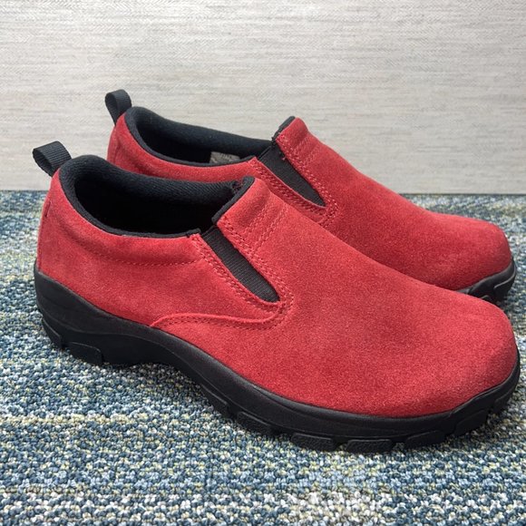 Lands' End Shoes - Lands' End Womens 2442 Red Suede Round Toe Casual Slip On Shoes Size 7 M